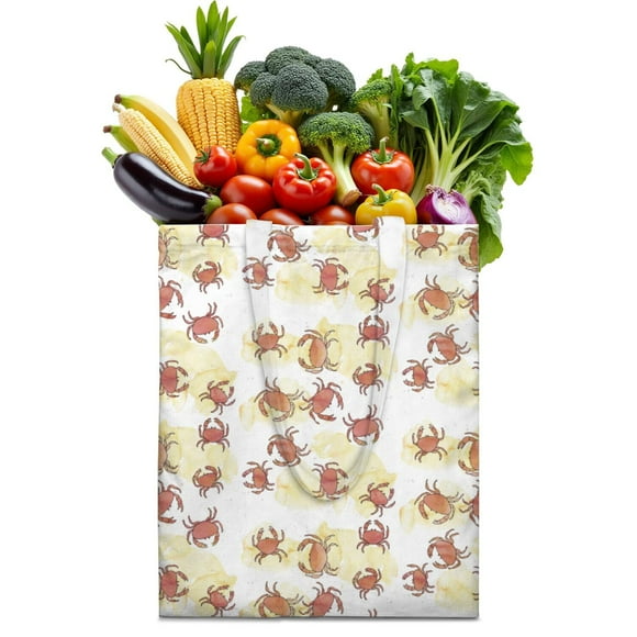 Sac Fourre-Tout en Tissu Design Crabe Boho Chic - Sac d'Épicerie Spacieux Lavable pour les Acheteurs Éco-Responsables
