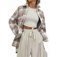 thumbnail image 3 of Women'S Button-Down Plaid Shirt Long Sleeve Lapel Plaid Shirt Business Casual Shirt Tops Plaid L, 3 of 8