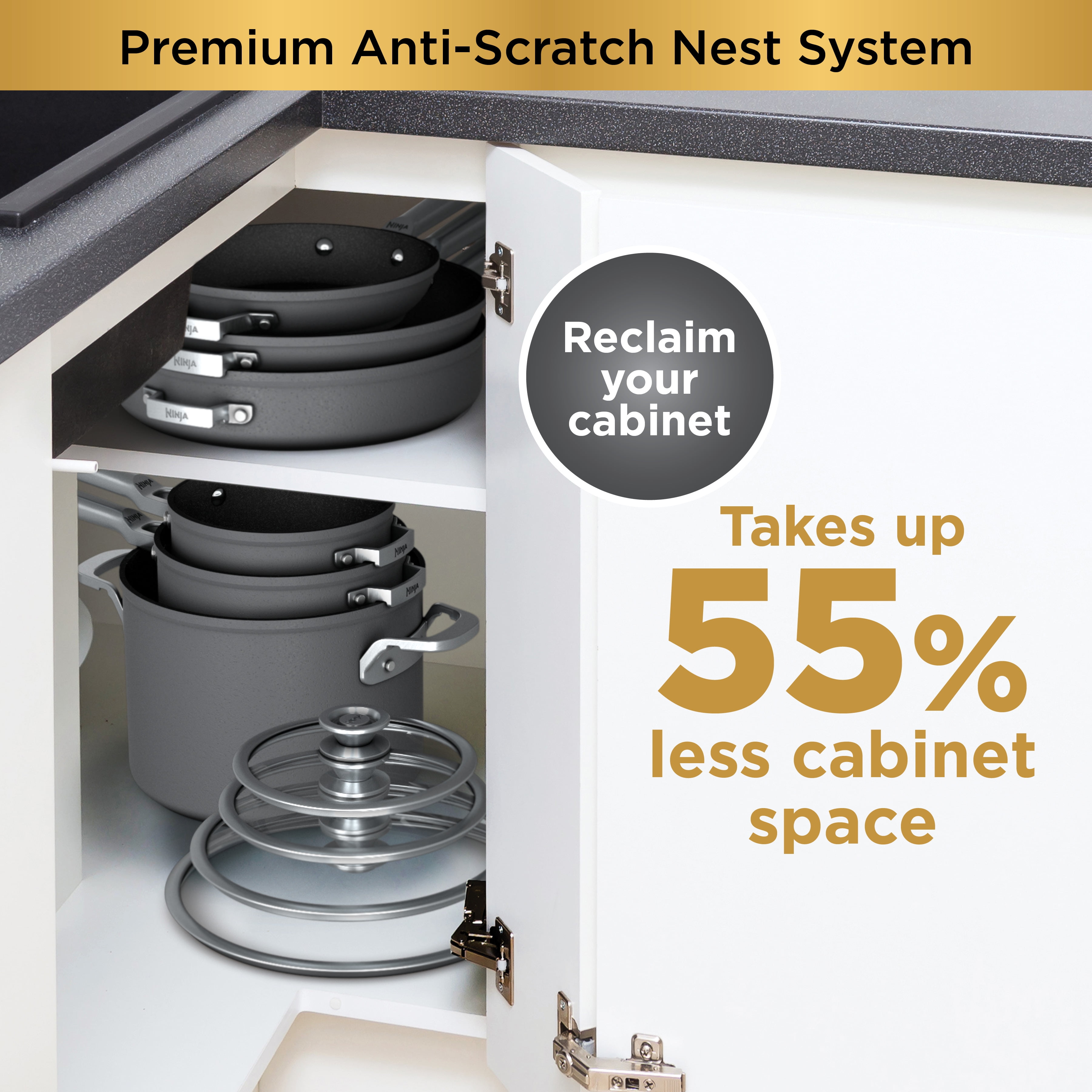 Ninja Foodi NeverStick Premium Anti-Scratch Nest System 5-Qt. Sauté Pan with Glass Lid