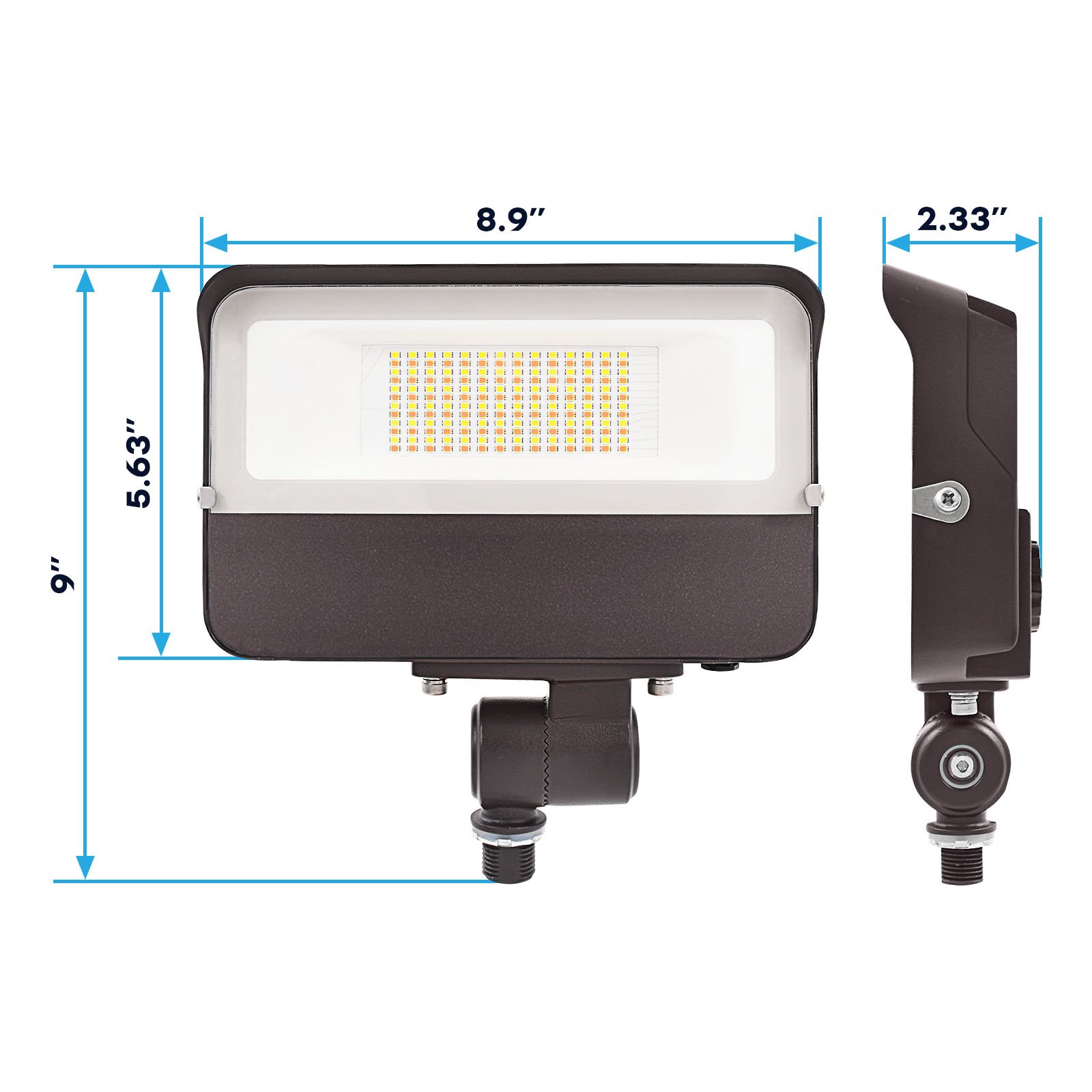 Luxrite 15/30/50W LED Flood Lights Outdoor Dusk to Dawn Sensor, 6500LM Security Light, 3CCT, Knuckle Mount