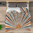 thumbnail image 5 of Boho Colorful Sunrise Throws Blankets Abstract Mid Century Modern Throw Blanket Minimalist Sun Boho Leaves Aesthetic Soft Warm Bed Bedding Women Blankets for Couch Sofa Office 30"x40", 5 of 6