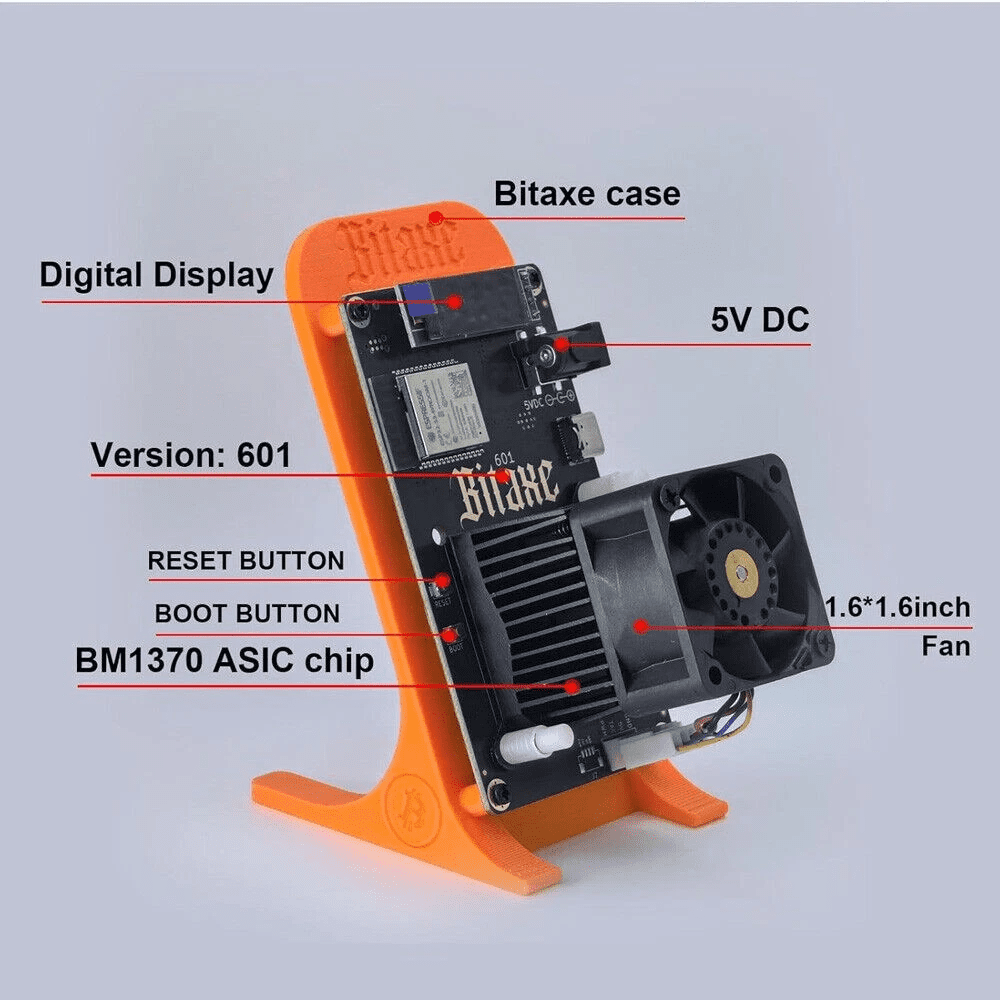 Home Solo Mining Bitaxe 601 Gamma BM1370 Chip 1.2TH/s 2.4G WiFi BTC Lottery Miner  Open Sources Bitcoin ASIC Miner,Orange-A Stand - Walmart.com