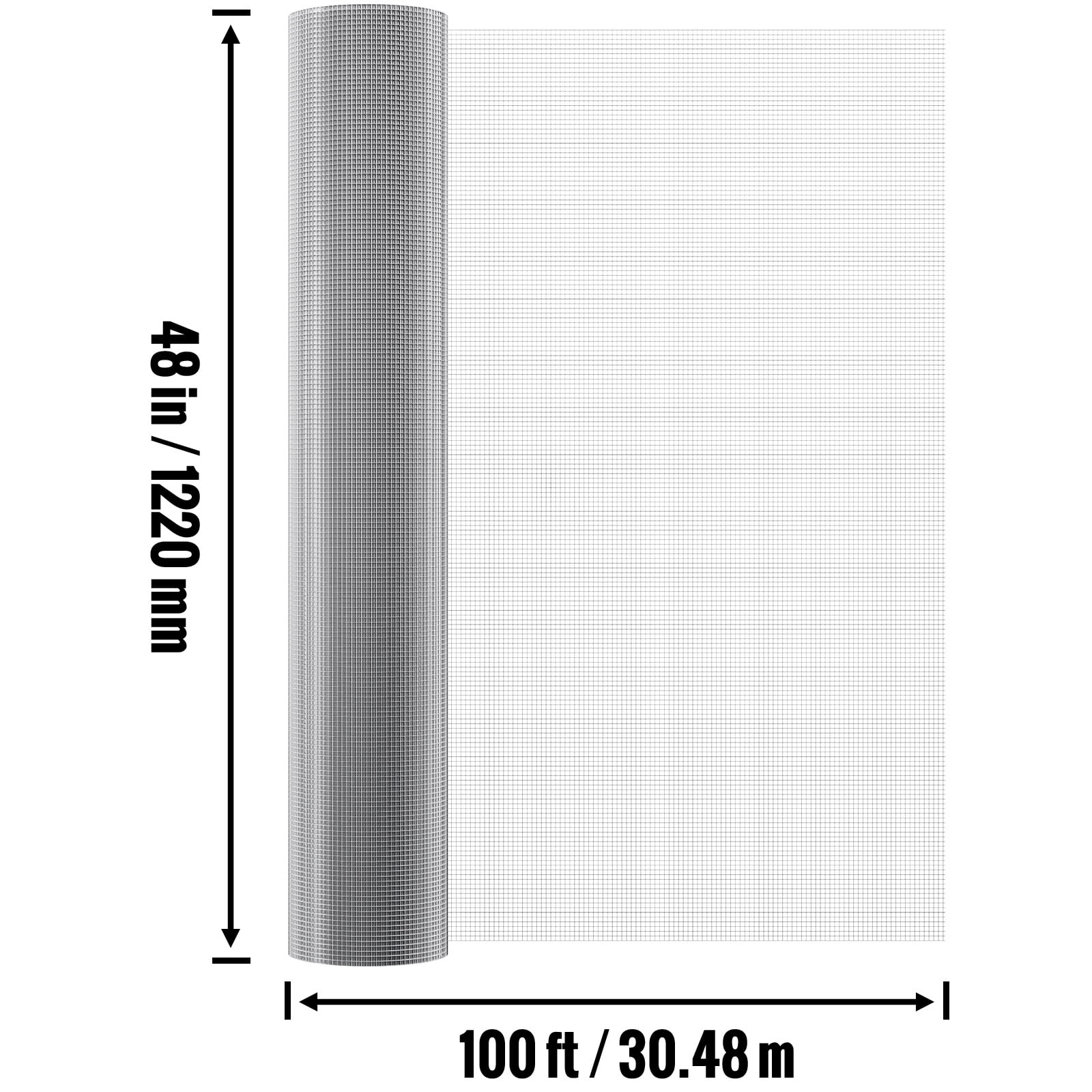 VEVOR Hardware Cloth, 1/4 inch 48in x 100 ft 23 Gauge, Hot Dipped Galvanized Wire Mesh Roll, Chicken Wire Fencing, Wire Mesh for Rabbit Cages, Garden, Small Rodents