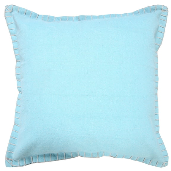 Ox Bay Wilma 20" x 20" Light Blue Stitch Bordered Cotton Adult Decorative Throw Pillow