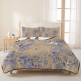 thumbnail image 3 of Quilts King Size Bedding Set, Coral Branches Lightweight Quilted Comforter, Blue Tan Gold Boho Modern Abstract Art Soft Reversible Bedspread Coverlet with Pillow Covers for All Season, 96" x 106", 3 of 9