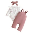 thumbnail image 6 of TOWED22 Baby Girl Clothes Long Sleeve Romper 3Pcs Baby Girl Outfits Flare Pants Set with Headband Fall Baby Girl Winter Clothes(Pink,12-18 M), 6 of 9