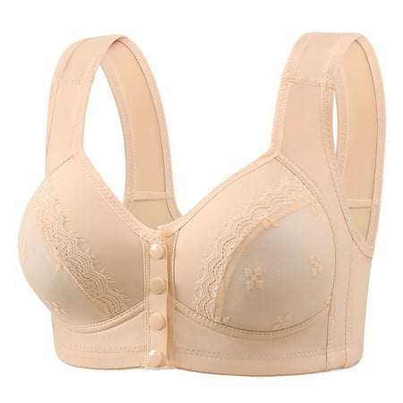 WQQZJJ Plus Size Bras for Women Front Button Women s Underwear Large Breasts Apparently Small Wirefree Thin Cup Tank Top Lace Bras