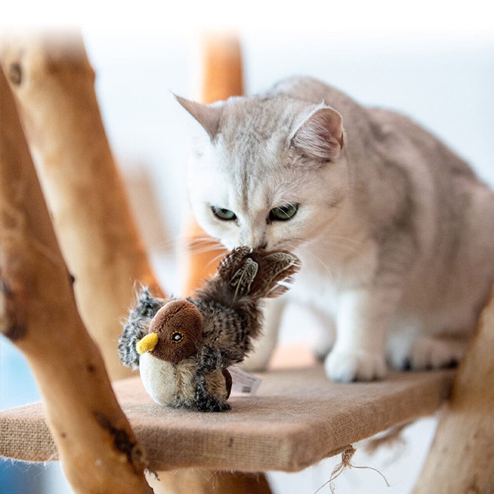 4Pcs Bird Cat Toy Simulated Chirping Interactive Cat Helps Cat Exercise