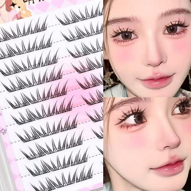 10 Rows Of Glue-free Lower Eyelashes For Beginners Easy To Use Transparent Stem No Glue Natural
