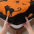 thumbnail image 3 of King Size Fitted Sheet Set - Orange Halloween 3 Piece Bedding Sets 16" Deep Pocket Fitted Sheet with 2 Pillowcases, Scary Castle Bats Tree Silhouette Brushed Microfiber Hotel Luxury Bed Sheets, 3 of 9