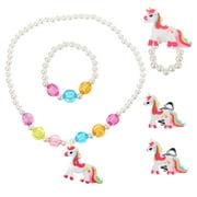 NICEXMAS 1 Set Girl Unicorn Jewelry Kid Necklace Girl Ring Child Bracelet Girl Earring