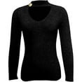 thumbnail image 3 of Duoif Womens Sweaters, Women's Hollow Knitted Sweater - Bottoming Shirt Top Sweaters for Women Black S, 3 of 6