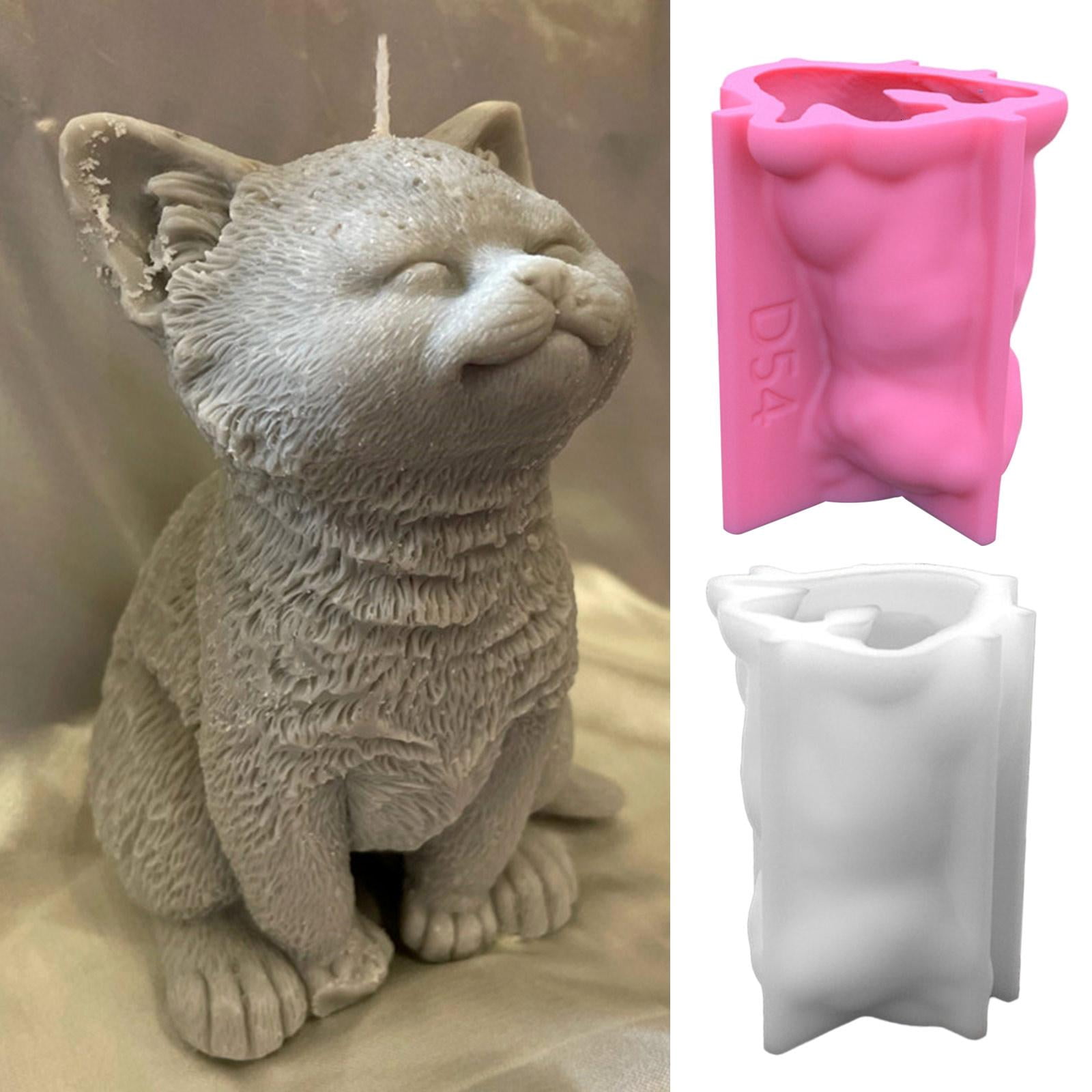Giaone Large Cats Silicone Mold Gypsum Epoxy Aroma Candle Mould for Home Decoration