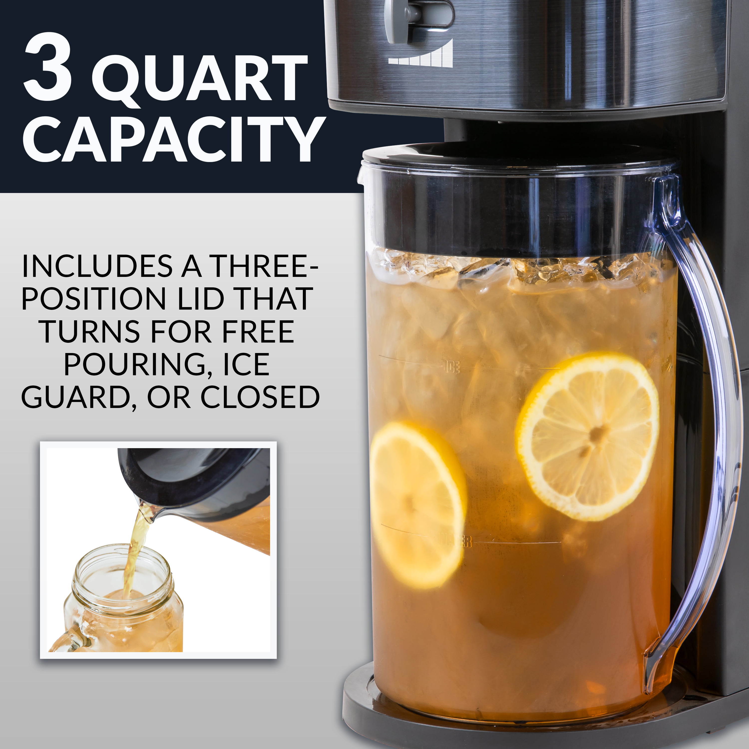  Homecraft Electric Iced Tea Maker for Sweet Tea and Cold Brew  Coffee, Double Insulated Pitcher, Black, Small: Home & Kitchen