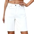 thumbnail image 2 of Womens Jean Shorts High Waisted Summer Stretchy Casual Elastic Waist Denim Shorts with Pockets, 2 of 5