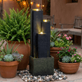 thumbnail image 2 of 39'' H Outdoor Water Fountain Modern Cascading Freestanding Fountain with LED Lights for Garden Patio Porch Lawn Backyard Decor,Gray, 2 of 7