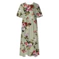 thumbnail image 1 of TSADFHJI Jupes en Cuir pour Femmes Longueur Midi Décontracté Col Rond Imprimé Floral Manches Courtes Robe Ample Bohème Été Plage TG, 1 of 4