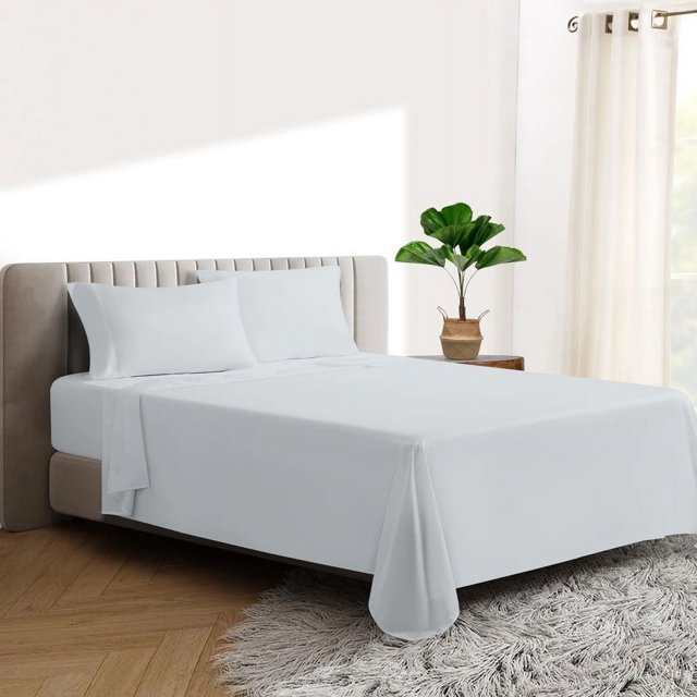 600 TC Egyptian Cotton RV King Bed Sheet Set Include's - 15" inch Deep Fitted Sheet | 1 Flat Sheet | 2 Pillowcases | Light Grey Solid