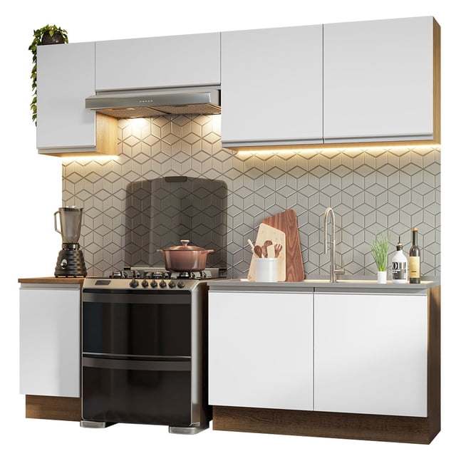 Cocina Integral 240cm Glamy Madesa 10 Marrón/Blanco