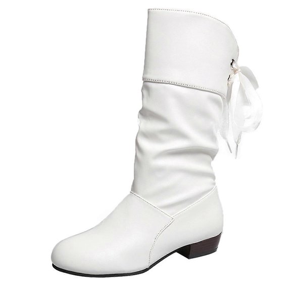 Bottines Mi-Mollet Élégantes avec Bout Rond Chaussures Confortables Antidérapantes pour Femmes