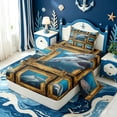 thumbnail image 2 of meiyoeat Ocean Animal Shark Twin Sheets For Boys,Vintage Coastal Style Bedding Kids,3-Piece, 2 of 6