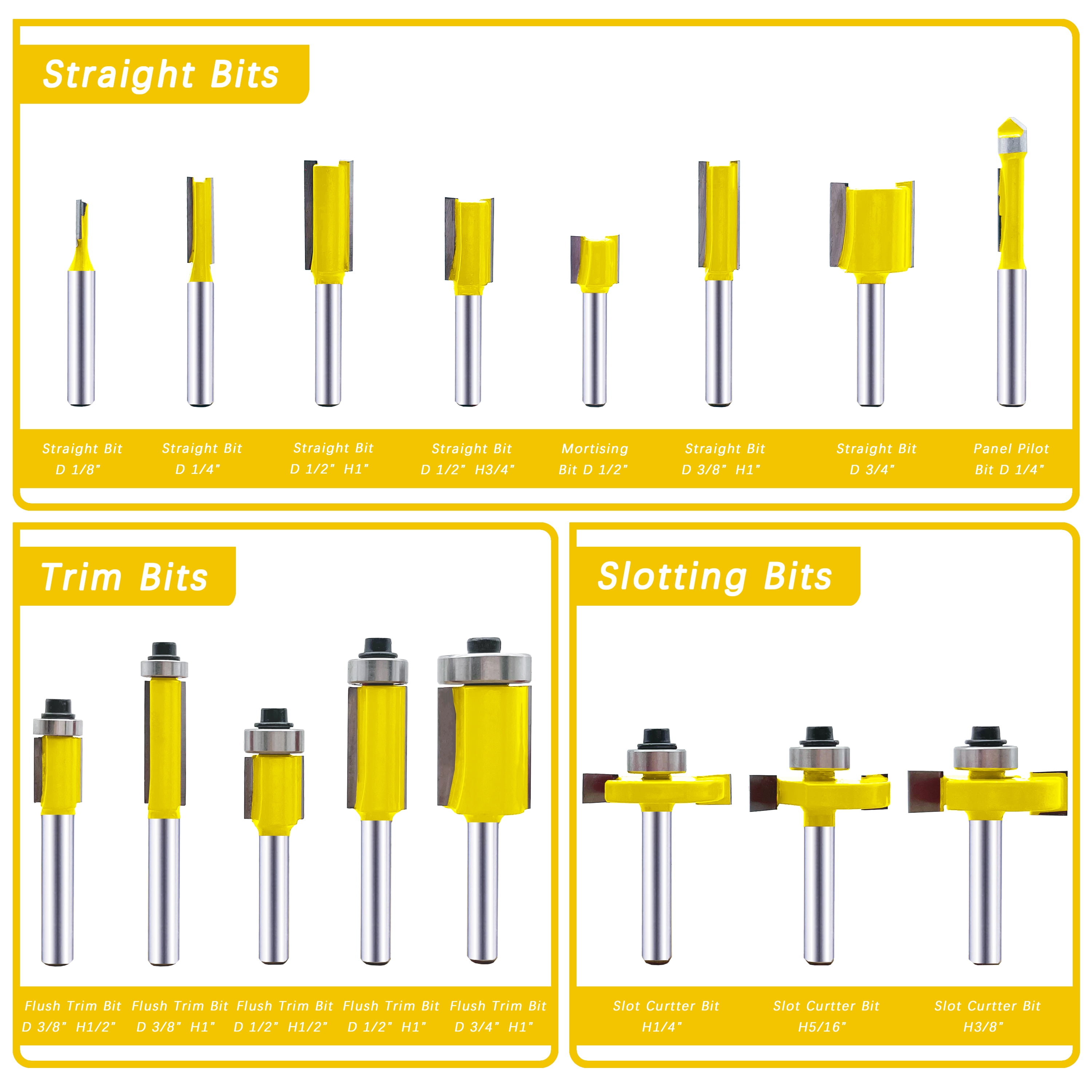 Carbide Router Bits, 1/4 inch Shank 1 inch Cutting Diameter, Slab Flattening Router Bit Planing Bit Wood Milling Cutter Planer Woodworking Tool by LU&MN Carbide Router Bits, 1/4 inch Shank 1 inch Cutting Diameter, Slab Flattening Router Bit Planing Bit Wood Milling Cutter Planer Woodworking Tool by LU&MN