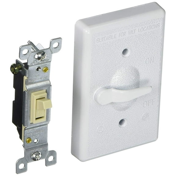Hubbell 5121-1 Bell Raco Weatherproof Switch Cover, 4-39/64 In L X 2-53/64 In W X 39/64 In T, White, White