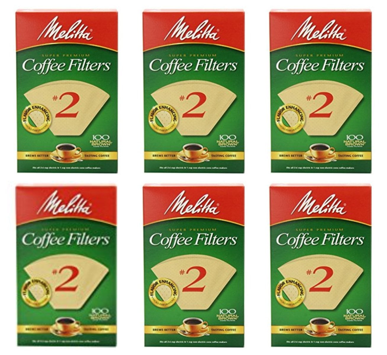 Melitta Cone Coffee Filter 2 100 Count Natural Brown (Pack Of 6