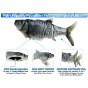 Cat Flipping n Flopping Fish Cat Toy - Realistic Wiggling Interactive Automatic Motion Activate Motorized Plush Cat Toy - USB w/ Catnip Pouch - 2 Speeds