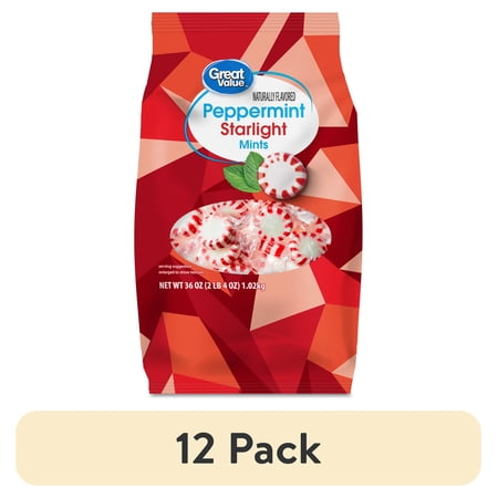(12 pack) Great Value Peppermint Starlight Mints Hard Candy, 36 oz