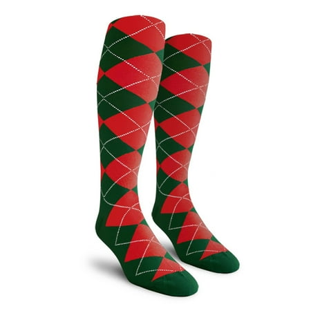

Golf Knickers Colorful Knee High Argyle Cotton Socks For Men Women and Youth - WW: Dark Green/Red - Youth