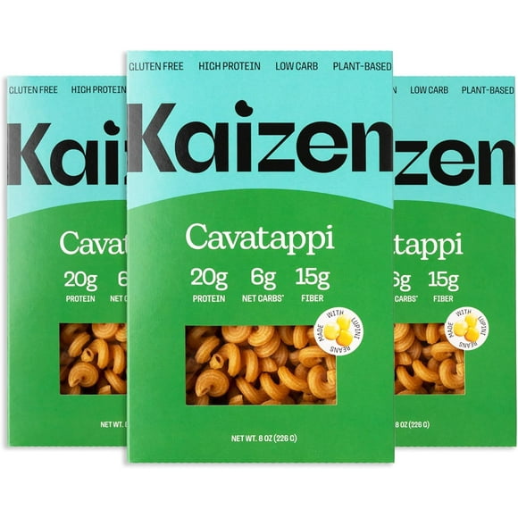 Kaizen Low Carb Cavatappi Lupini Pasta - Keto Pasta, High Protein, Plant Based, Made with High Fiber Lupin Flour - 8 ounces (Pack of 3)