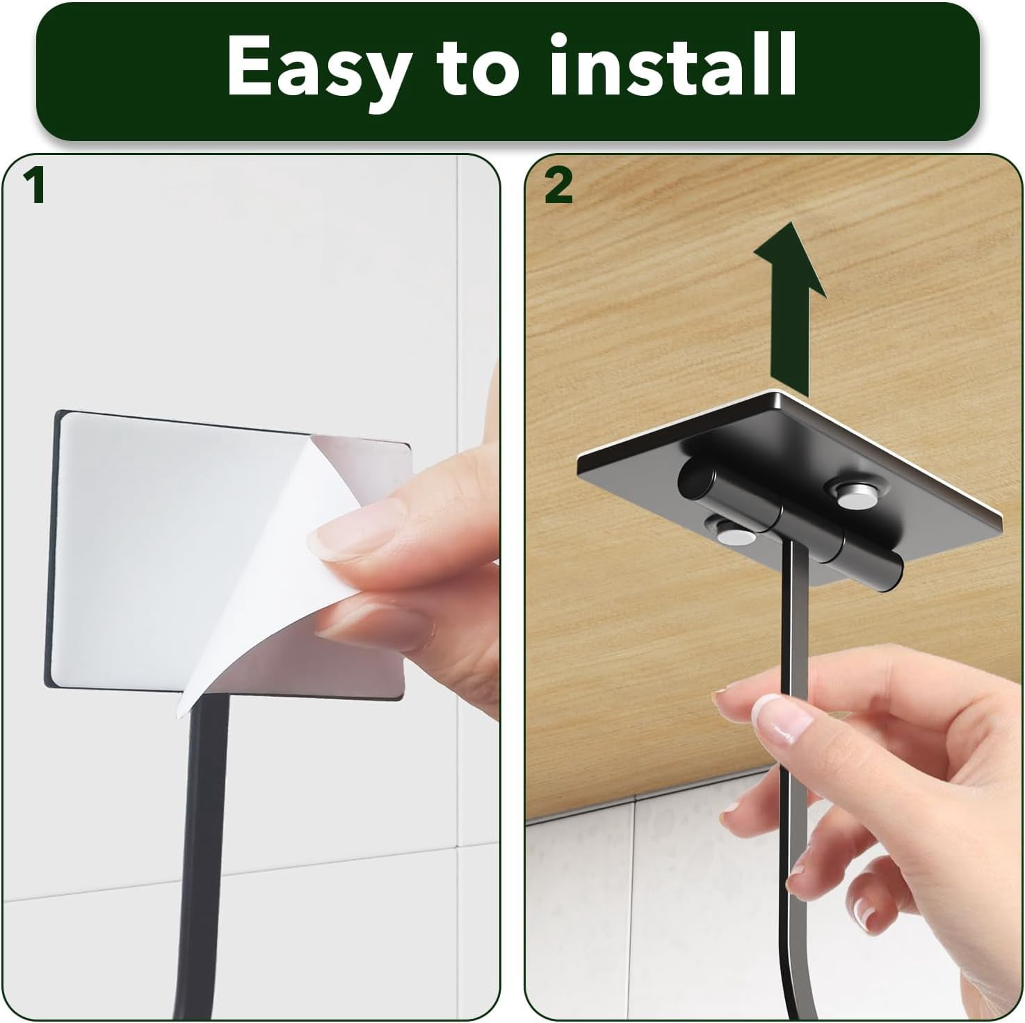 MKEUDQ-2-Pack Self Adhesive Metal Banana Hanger Hook, Under Cabinet Hook For Kitchen Items, Foldable Banana Hook With Magnets