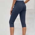 thumbnail image 5 of FUNUONY Capri Pants for Women Slim Fit Comfy Workout Capris Sweatpants with Pockets Pants for Women Elastic Waisted Summer Yoga Work Cropped Trousers with Pockets Navy L, 5 of 7
