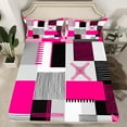 thumbnail image 2 of Erosebridal Geometric Stripe Bed Sheets Set Queen Size,Rectangle Lines Bedding Sets Queen Size,Patchwork Decor,Breathable,4 Pieces, 2 of 7