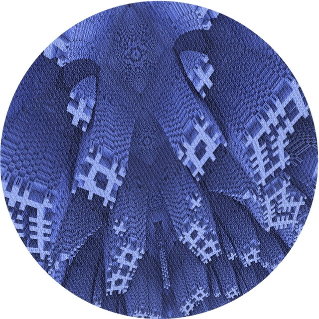Ahgly Tapis Rond Lavable en Machine Intérieur Transitionnel Bleu Ardoise Clair, 5 Pieds Rond