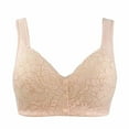 thumbnail image 6 of SMihono Trendy No Underwire Lace Bras for Women Sponge Cup Front Closure Bras for Seniors Plus Size Full Coverage Bras No Wire Bras Beige 24, 6 of 8