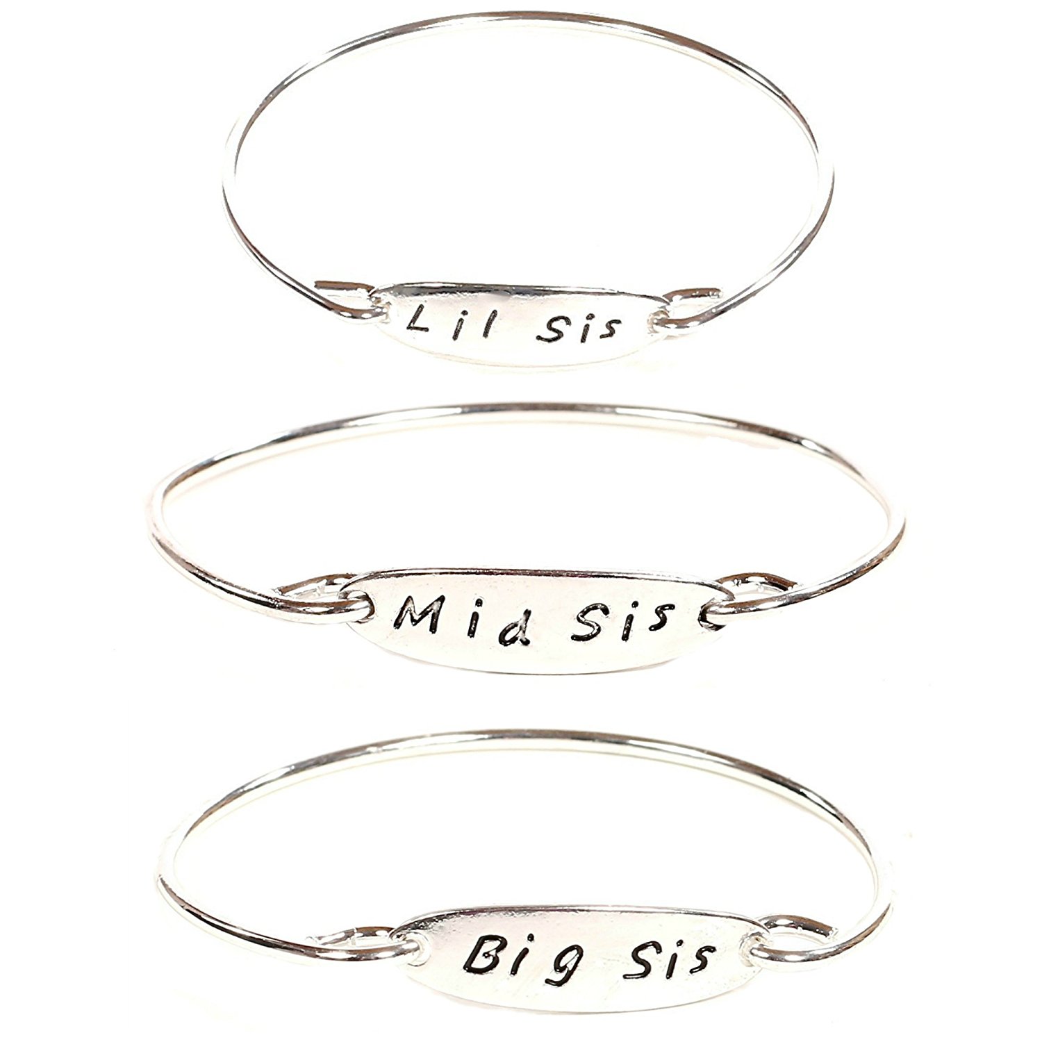 Silver Toned Sister Bracelet Set 