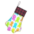 thumbnail image 3 of Dog Paw Decorative Socks 17x11.8in Top With A Strap Design For Easy Hanging For Festive Christmas Party Decorations Cancer Awareness Ribbon Pattern - Neon Vibrance, 3 of 8
