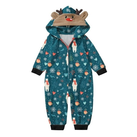 

Matching Pajamas Set for Family Fleece Onesie Christmas Sleepwear Zipper Jumpsuit with Pockets
