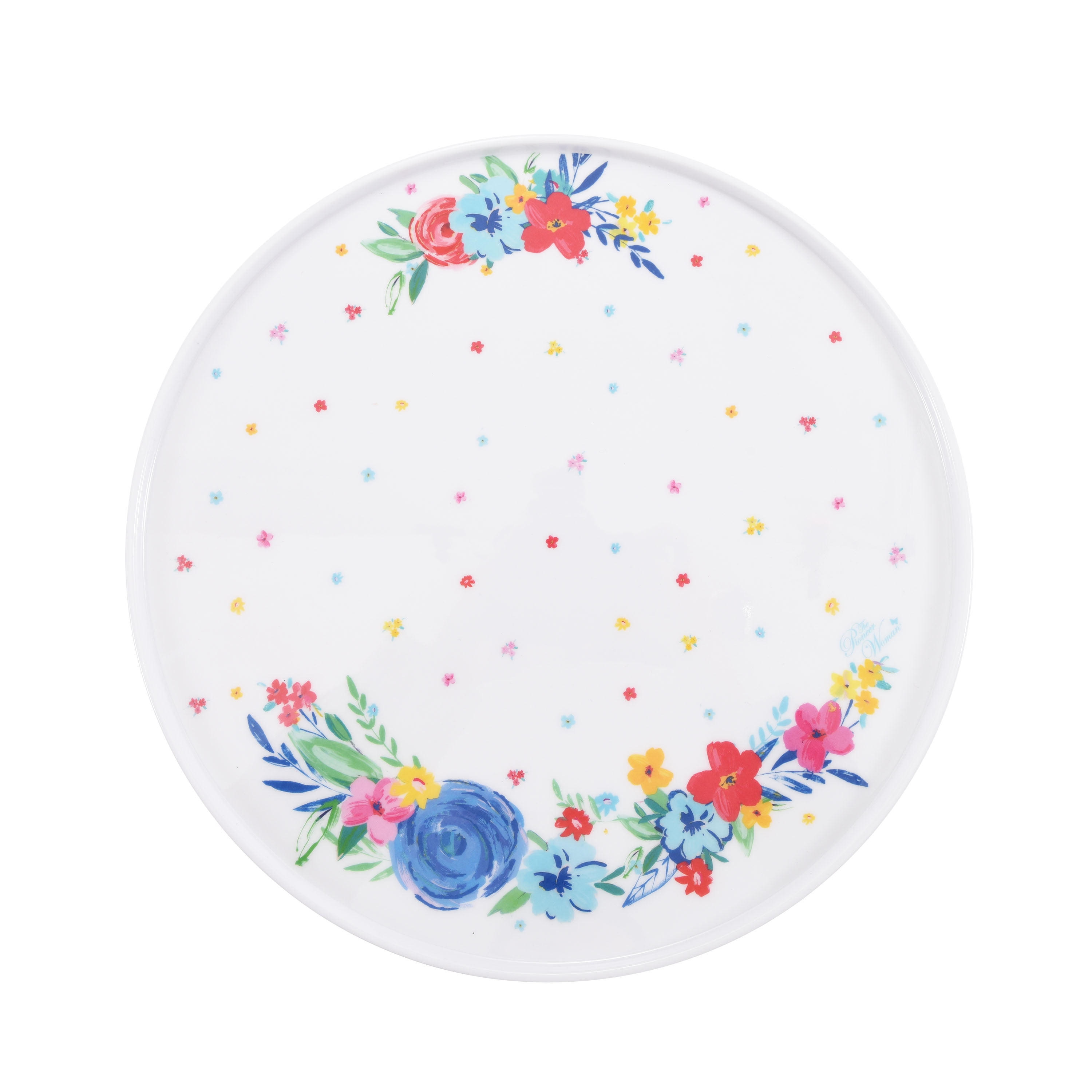 The Pioneer Woman Blue Floral Scalloped Cake Stand