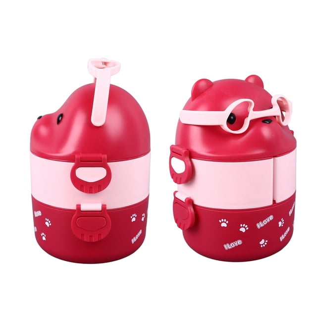Fiambrera Contenedor A Prueba de Fugas de 2 Capas Diseño de Oso Adorable Mantiene la Comida Caliente y Fresca Para El Trabajo Escolar Camping