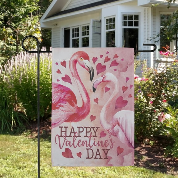 Northlight Happy Valentine's Day Flamingo Outdoor Garden Flag 18" x 12.5"
