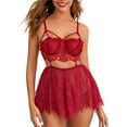 thumbnail image 1 of Conjunto de lencería sexy para mujer VISgogo, sujetador de tirantes sin espalda con bordado de flores de encaje, falda elástica con perspectiva de malla VISgogo moda, 1 of 2
