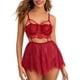 thumbnail image 1 of Conjunto de lencería sexy para mujer VISgogo, sujetador de tirantes sin espalda con bordado de flores de encaje, falda elástica con perspectiva de malla VISgogo moda, 1 of 2