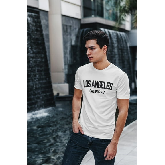 Mens Retro Tee Los Angeles California White, Medium