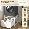 thumbnail image 6 of VEIKOUS Washer Dryer Pedestal Stand, 29"W x 29"D x 23"H Washing Machine Stand W/ Storage Drawer & Retractable Shelf Holder, 440lbs Capacity, White, 6 of 15