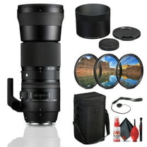 Sigma 150-600mm F5-6.3 DG Contemporary Lens for Nikon F (745-306) Bundle: 3-Piece Filter Kit, Full Cleaning Kit, Lens Cap Keeper, Lens Hood, Lens Case, Lens Caps, Protective Cover, Tripod Collar