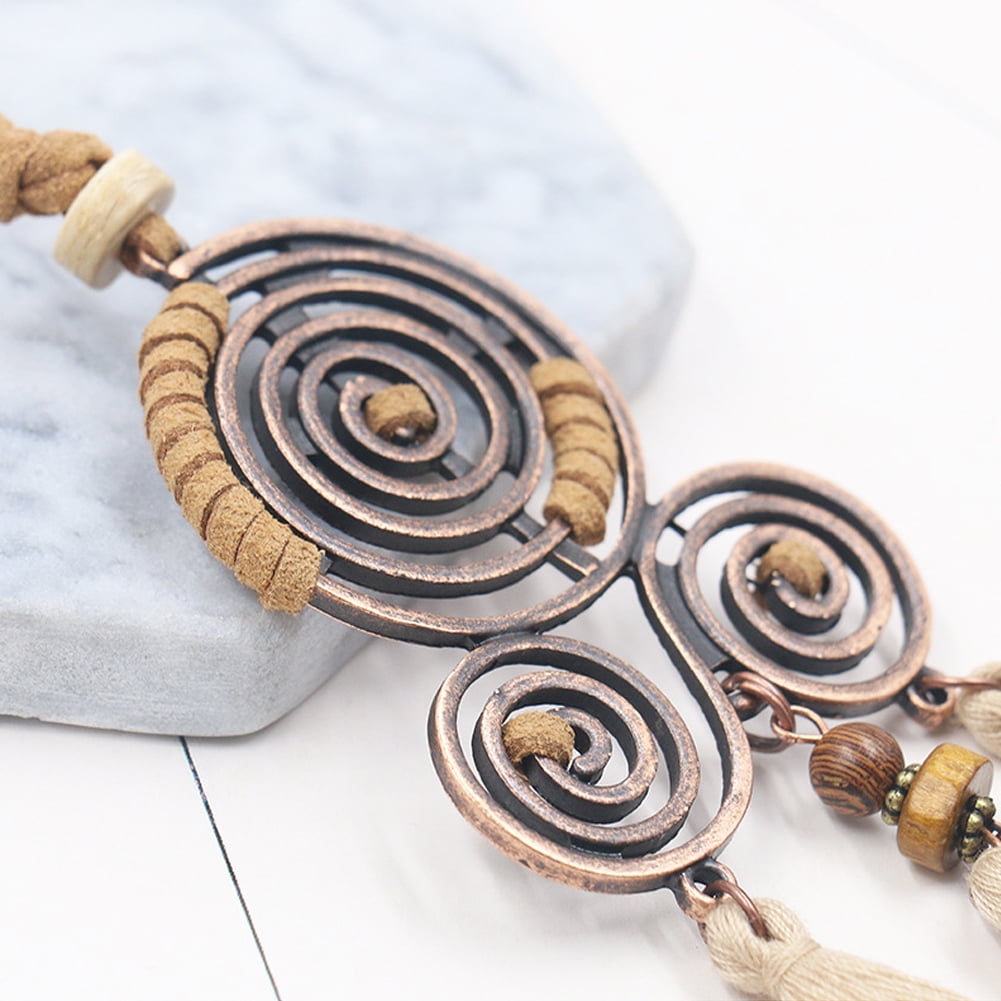 Bohemia Women Spiral Tassel Pendant Long Chain Necklace Sweater Jewelry Gift