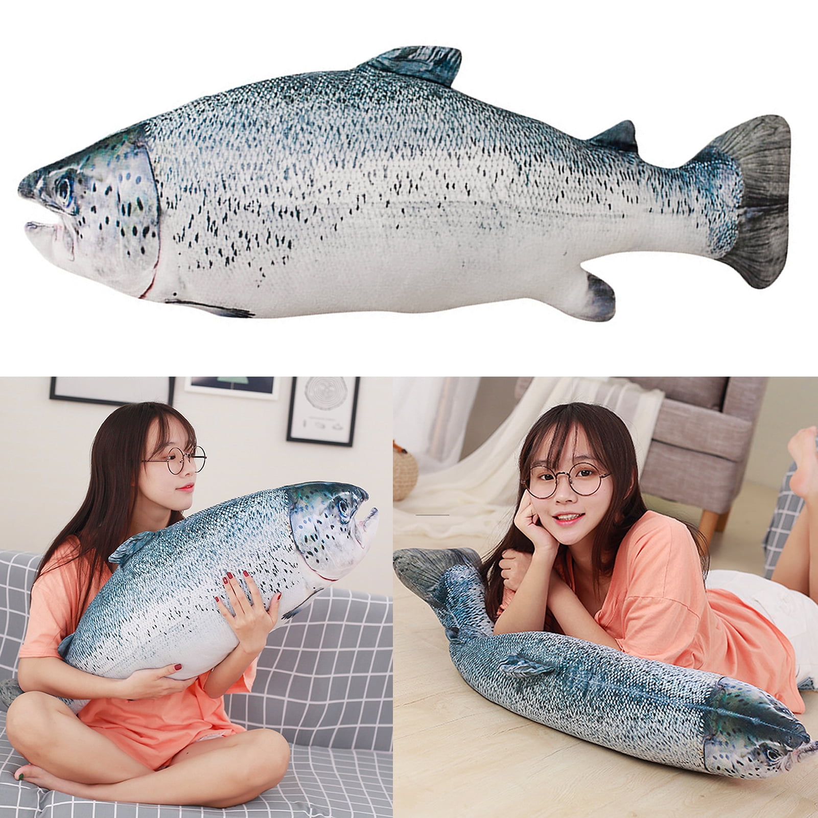 Fish Trout Plush Toy Pillow Cushion Stuffed Animal Doll Home Decor Party Gift 